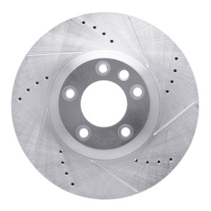 Porsche CAYENNE Brake Rotor (1) - Left Front - R1 Concepts - Drilled & Slotted - Silver - `11-`18